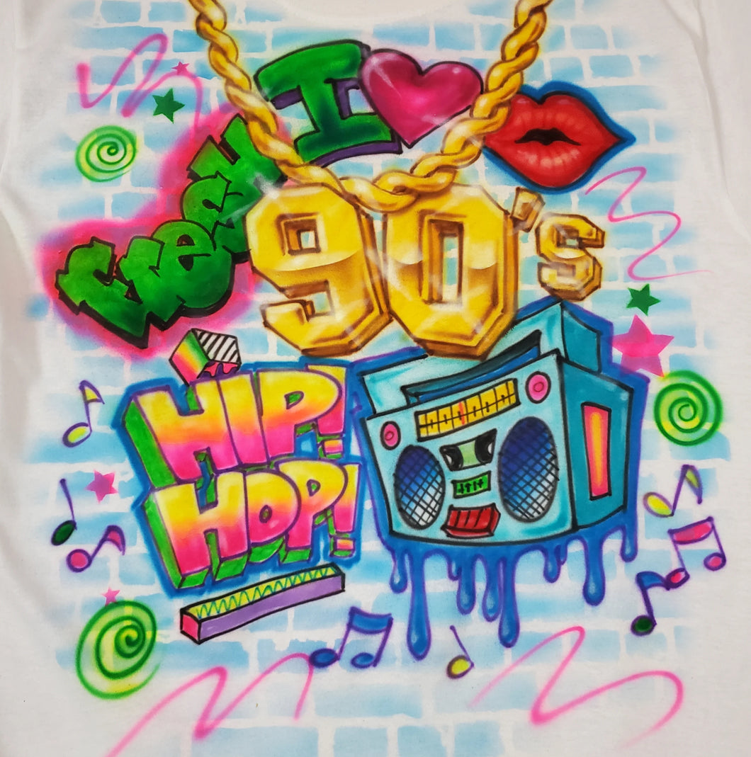 90’s Gold Chain Boombox Hip Hop White Tshirt